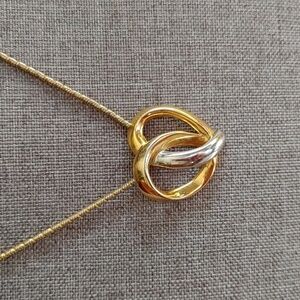 Vintage Butler/FAC Gold & Silver Tone Intertwining Heart Pendant With Chain